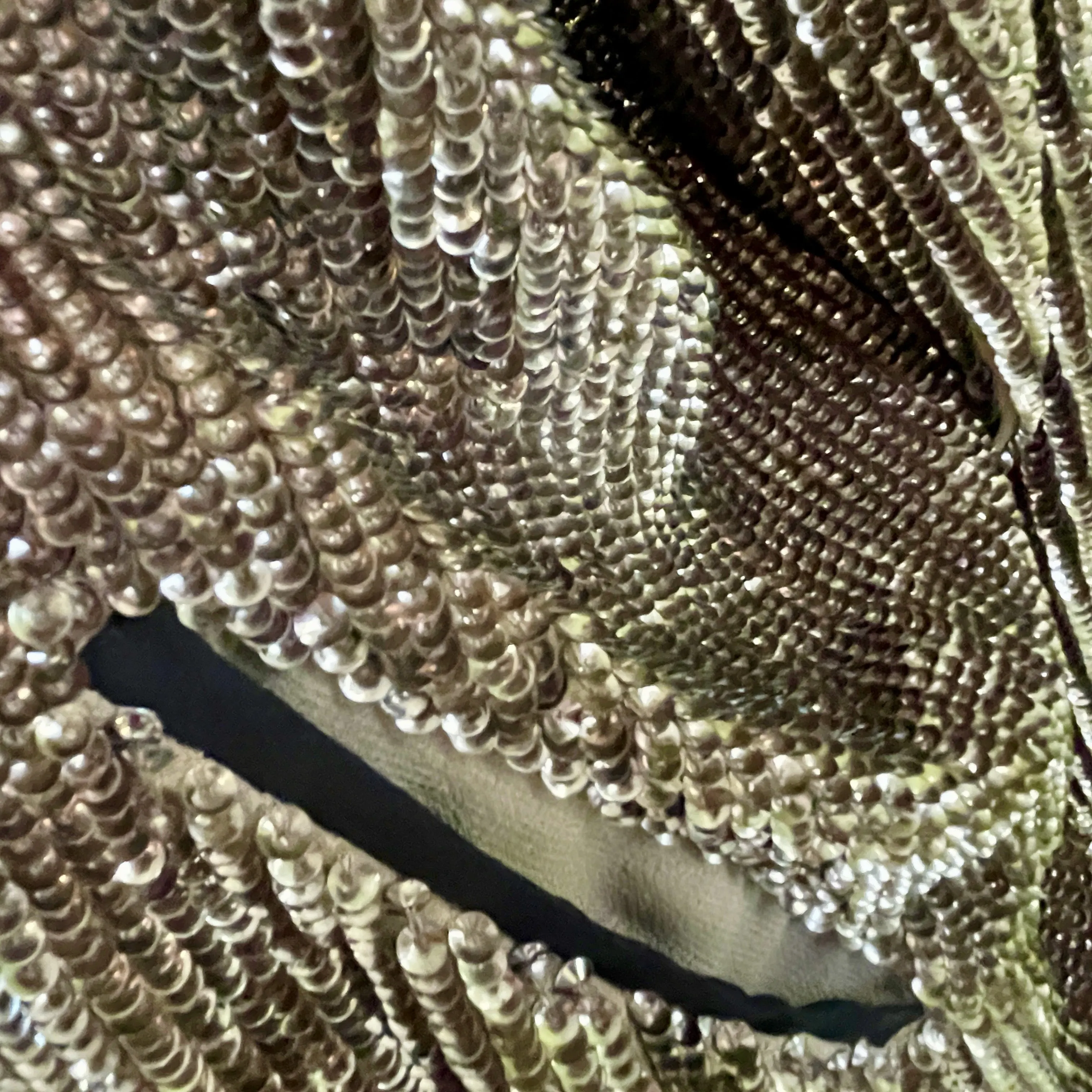 1980's Vintage Gold Sequined Bomber Jacket Zip Pockets Heavy Sz M - OOAK