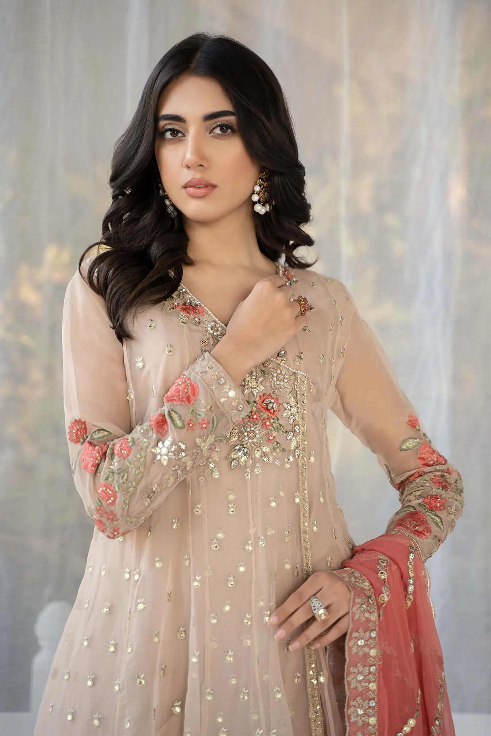 3 Piece Embroidered Organza Suit | SF-EF24-38