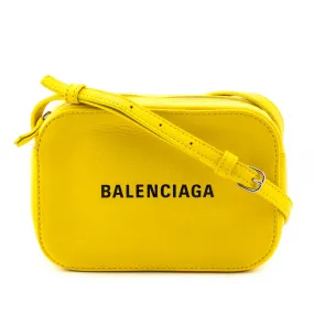 Balenciaga Yellow Calfskin Logo XS Everyday Camera Bag