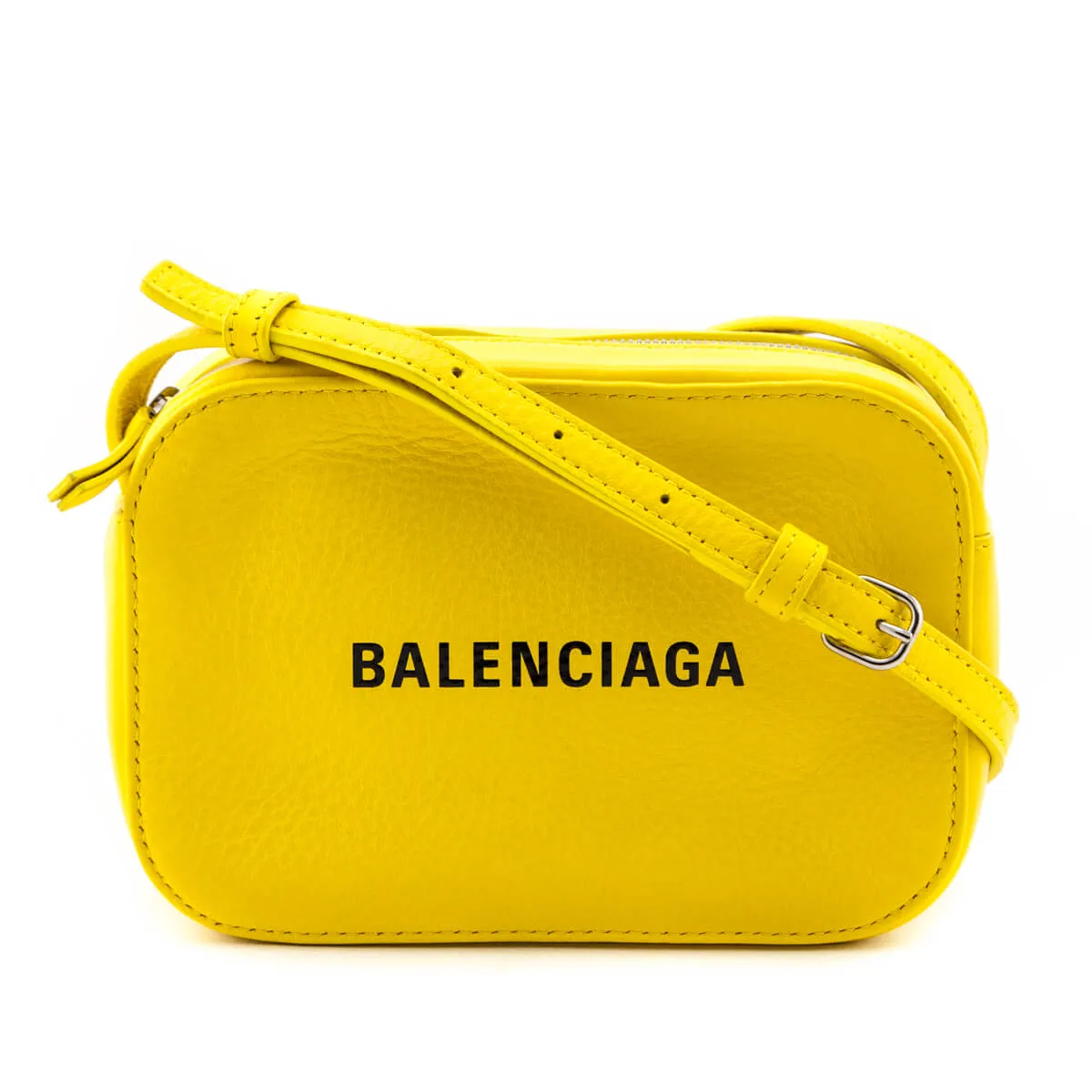 Balenciaga Yellow Calfskin Logo XS Everyday Camera Bag
