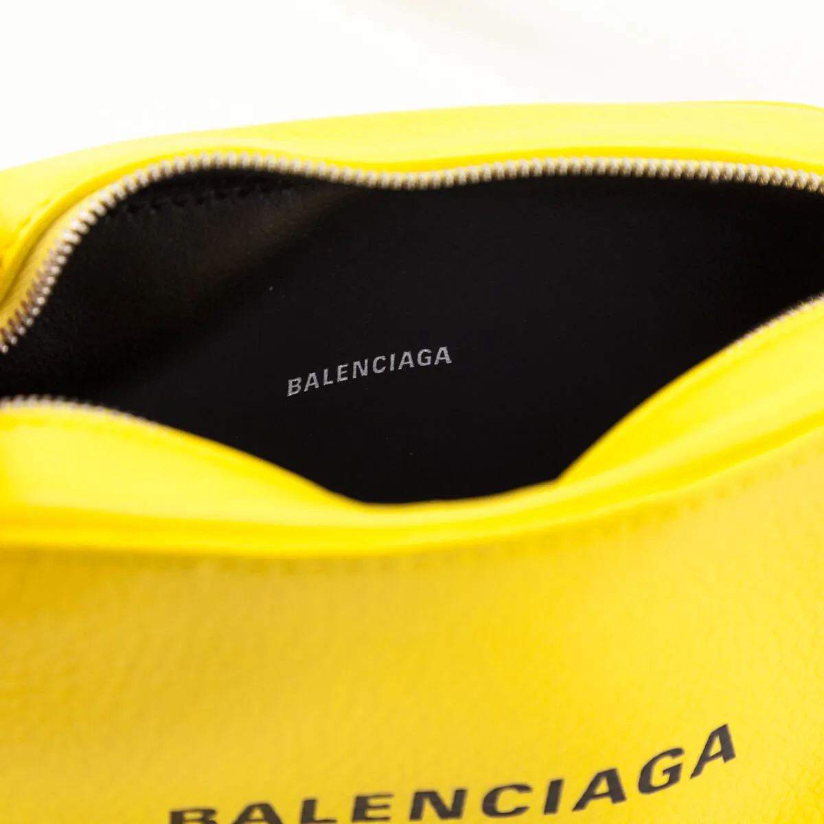 Balenciaga Yellow Calfskin Logo XS Everyday Camera Bag