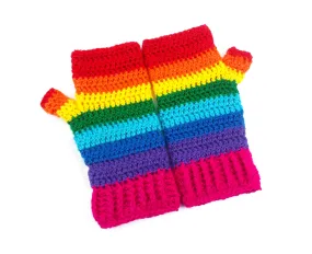 Bright Rainbow Fingerless Gloves