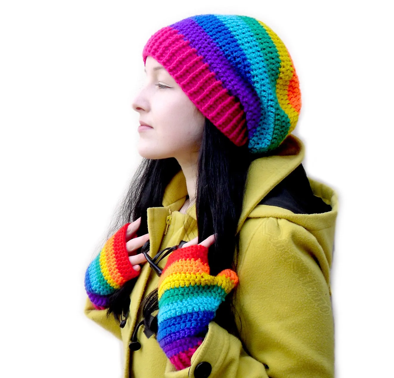 Bright Rainbow Fingerless Gloves