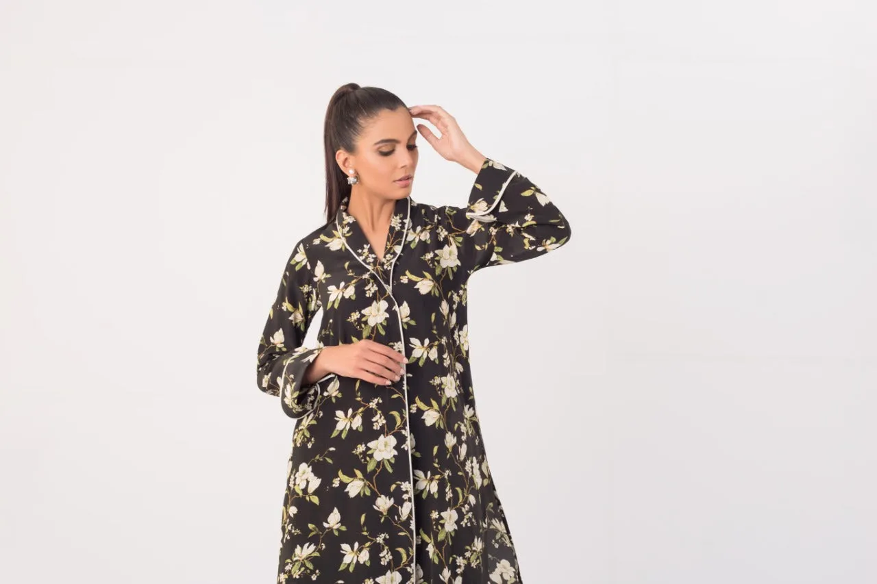Digitally Printed Front Open Shirt And Printed Culottes