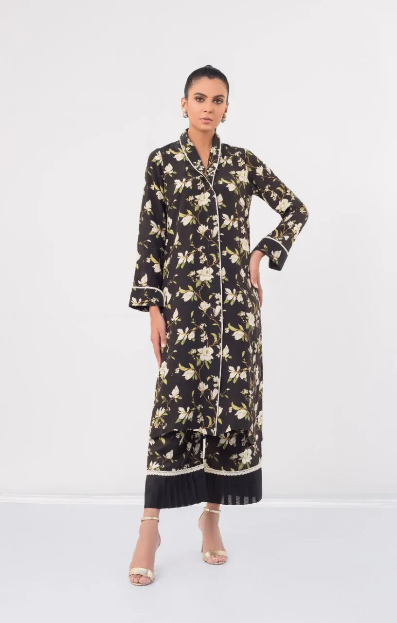 Digitally Printed Front Open Shirt And Printed Culottes