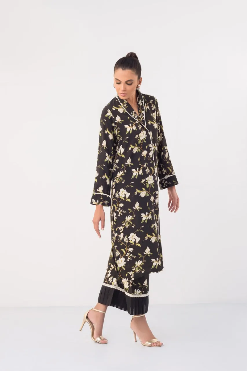 Digitally Printed Front Open Shirt And Printed Culottes