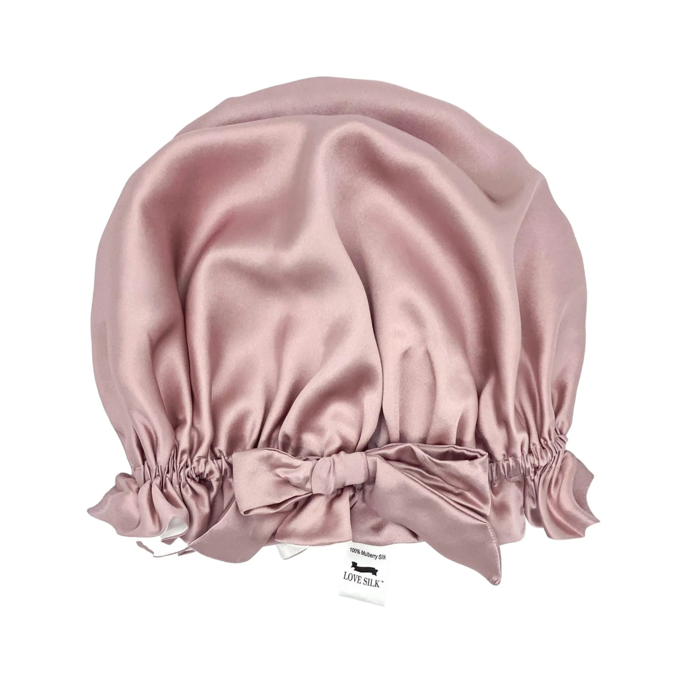 Double Layer Women Silk Hair Bonnet 100% Mulberry Silk Turban - Pink - Medium to Large