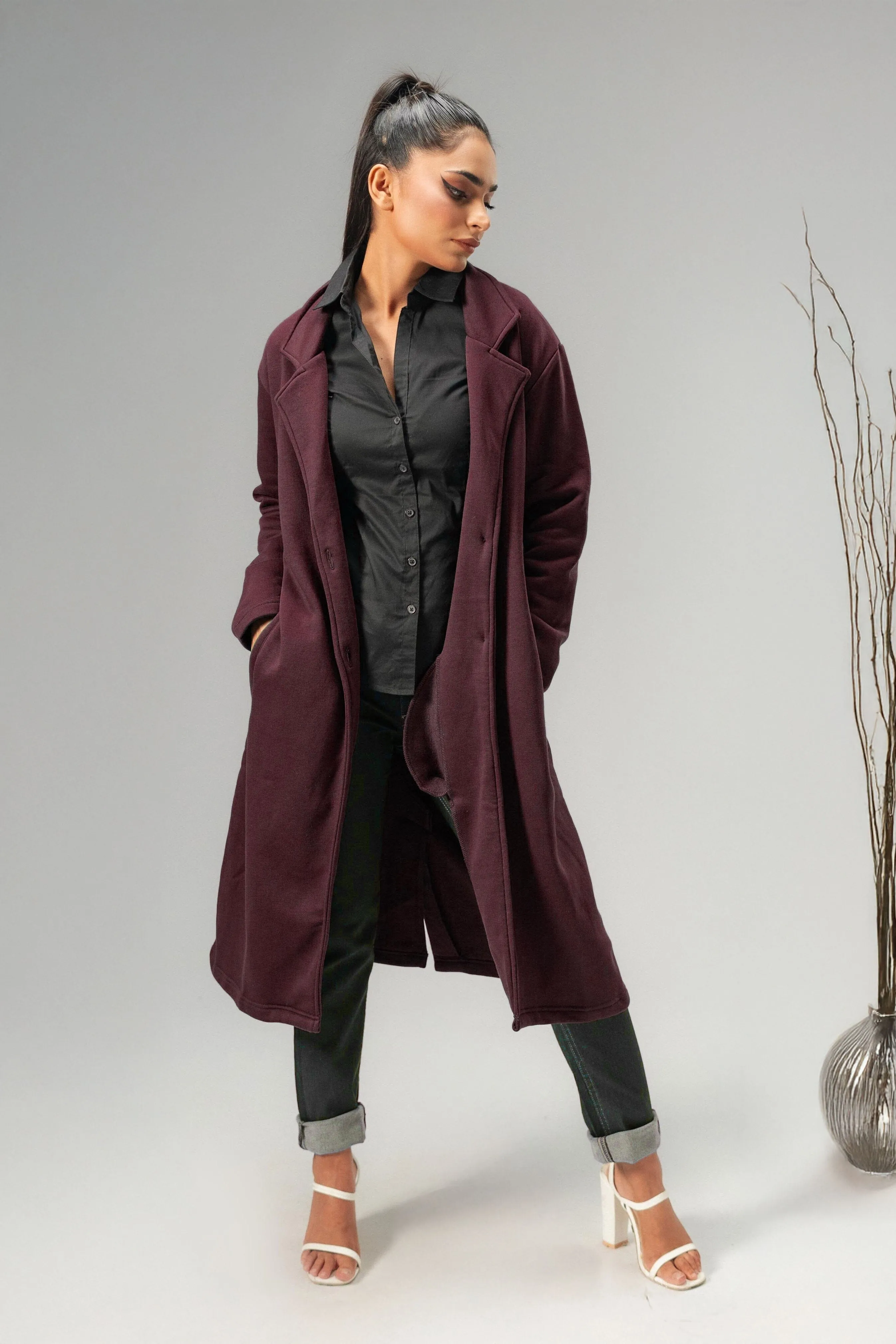 East West Women's Winter Fleece Long Coat