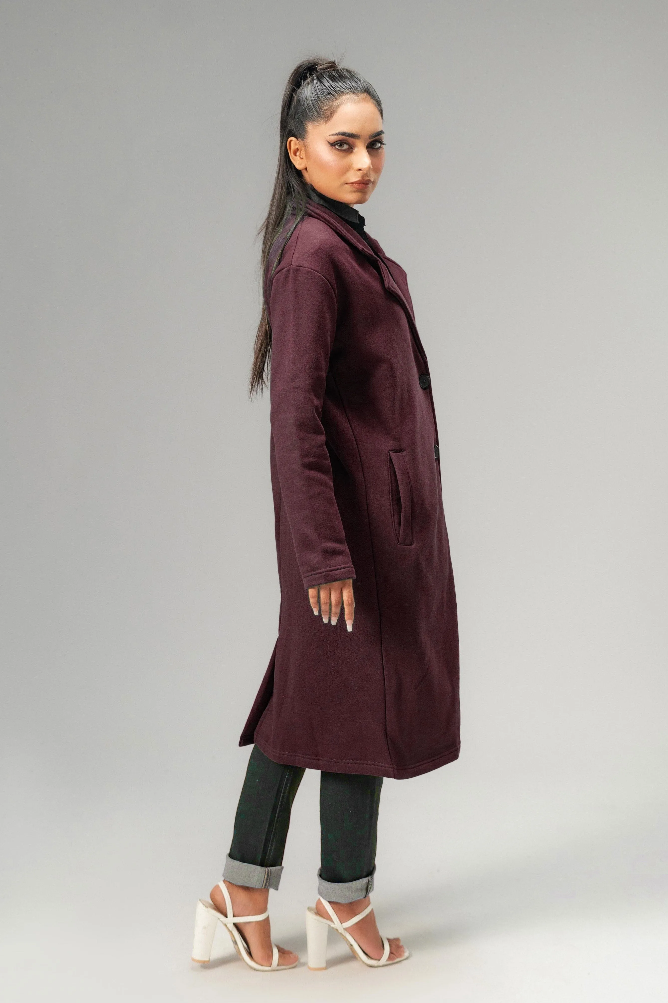 East West Women's Winter Fleece Long Coat