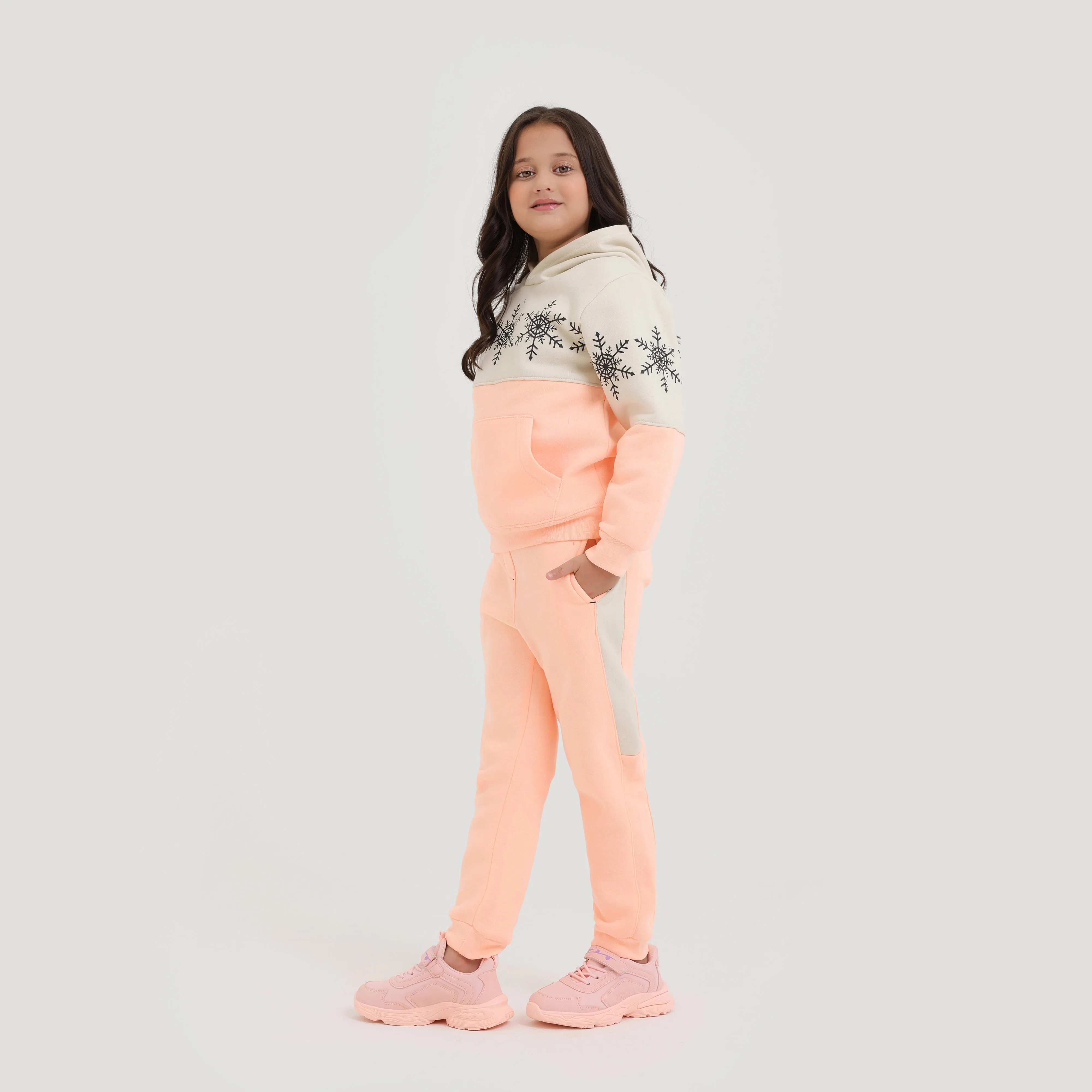 Girls Cut & Sew Graphic Fleece Panel TrackSuit