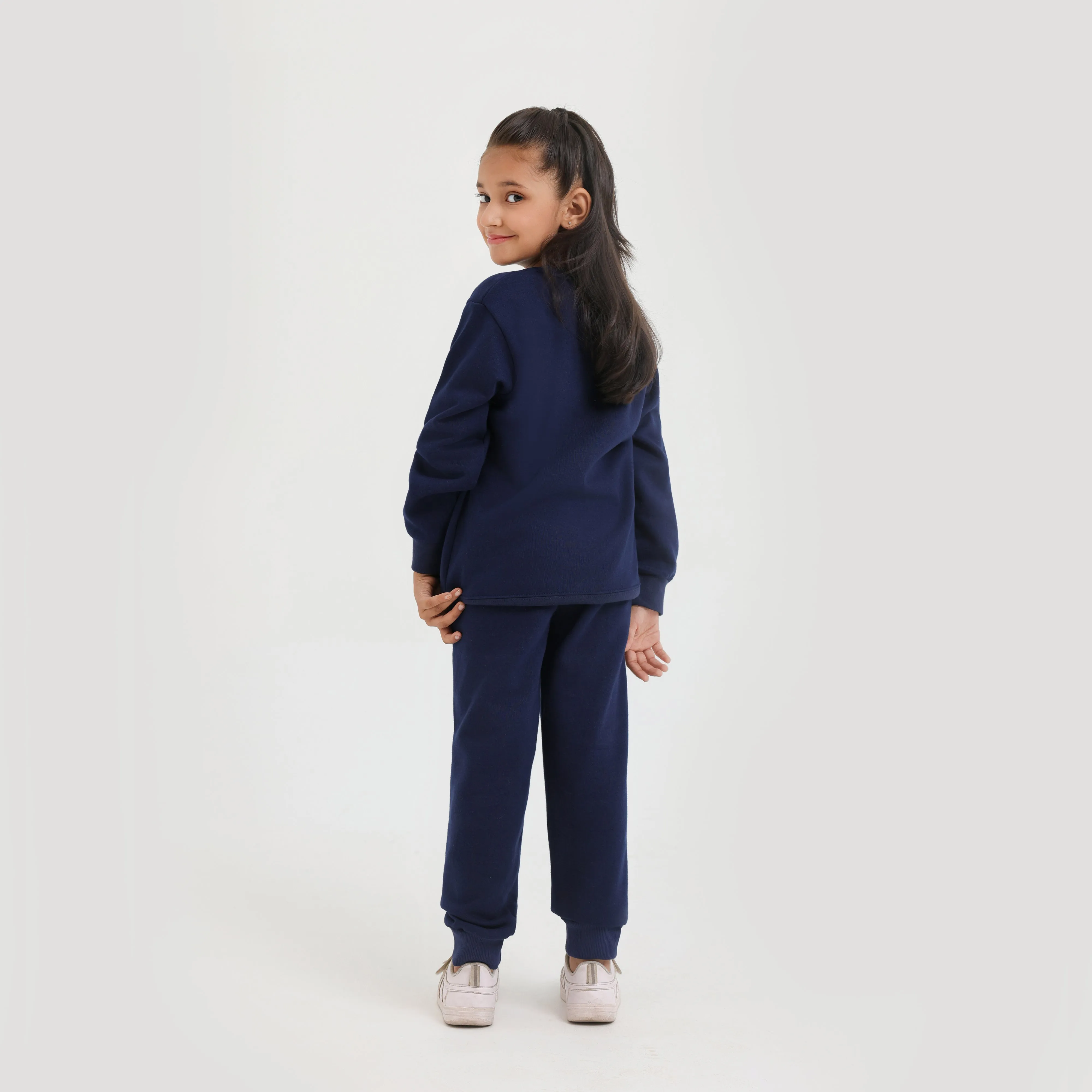 Girls Premium Quality Printed Fleece Navy Suit