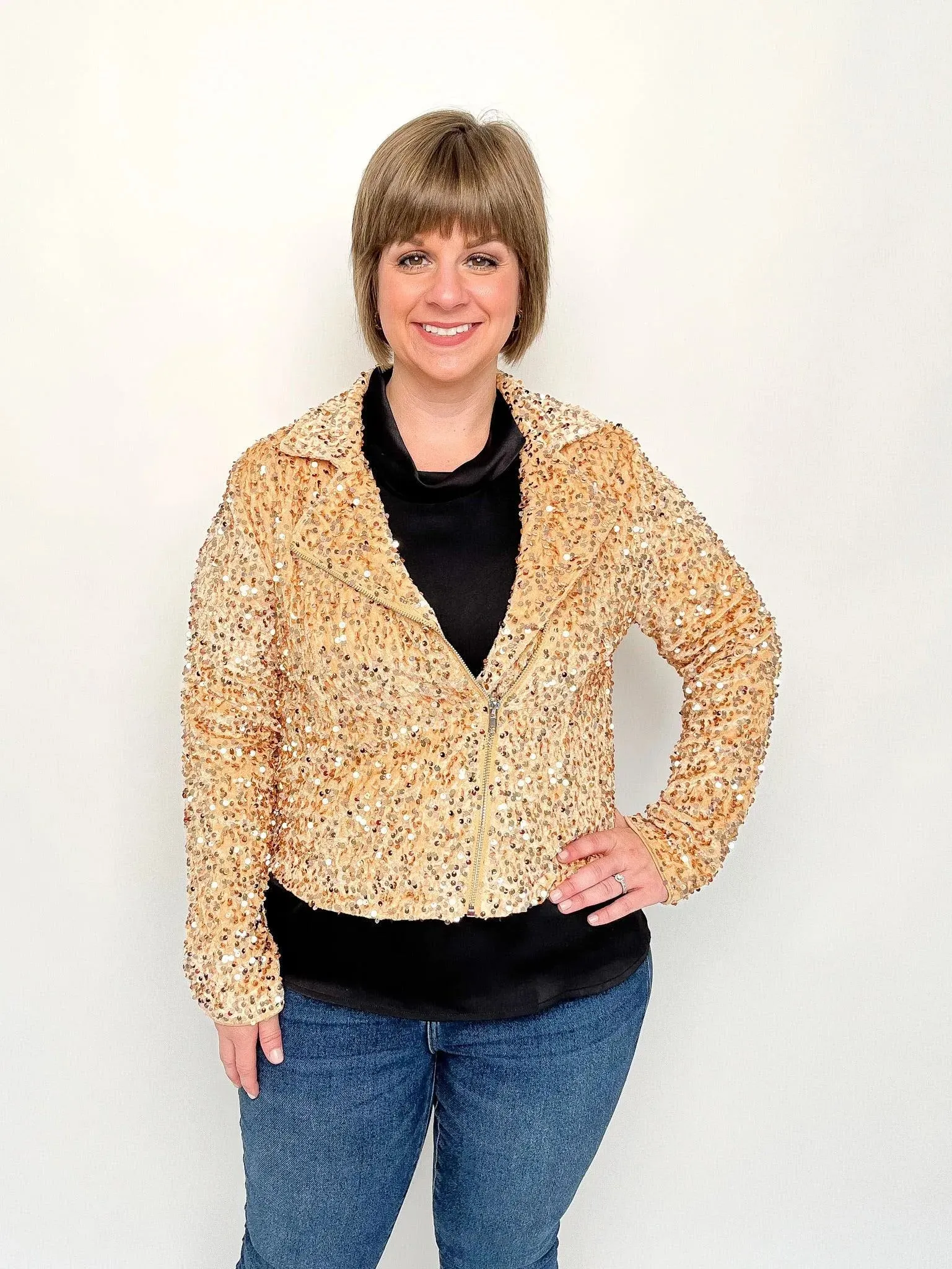 Gold Velvet Sequin Jacket