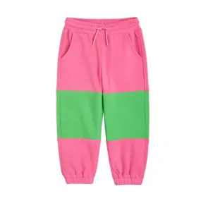 MINI RODINI - Fleece Panel Trousers - Pink and Green