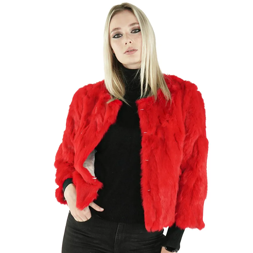 Red Genuine Rabbit Fur Jacket  "Deenie"