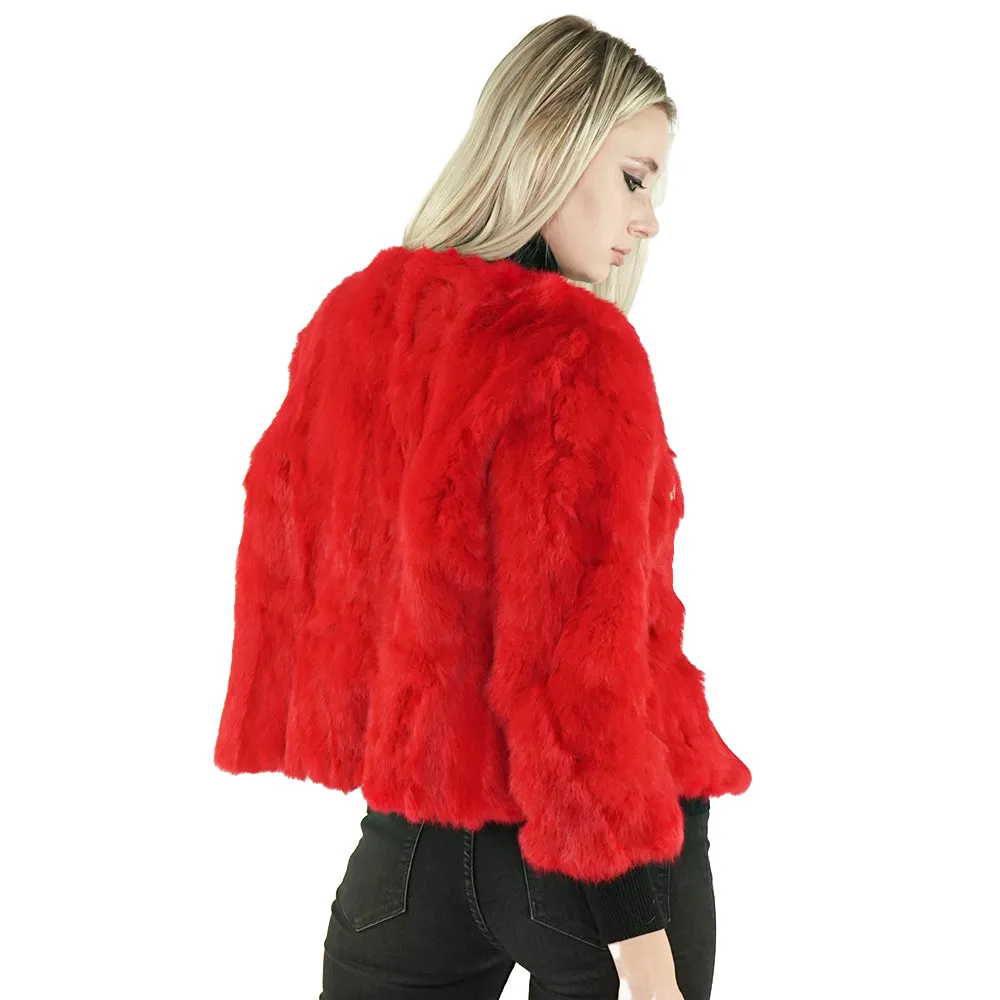 Red Genuine Rabbit Fur Jacket  "Deenie"