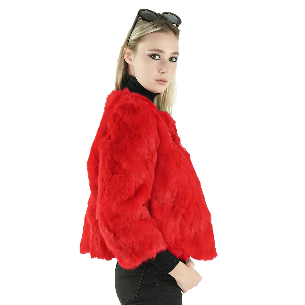 Red Genuine Rabbit Fur Jacket  "Deenie"