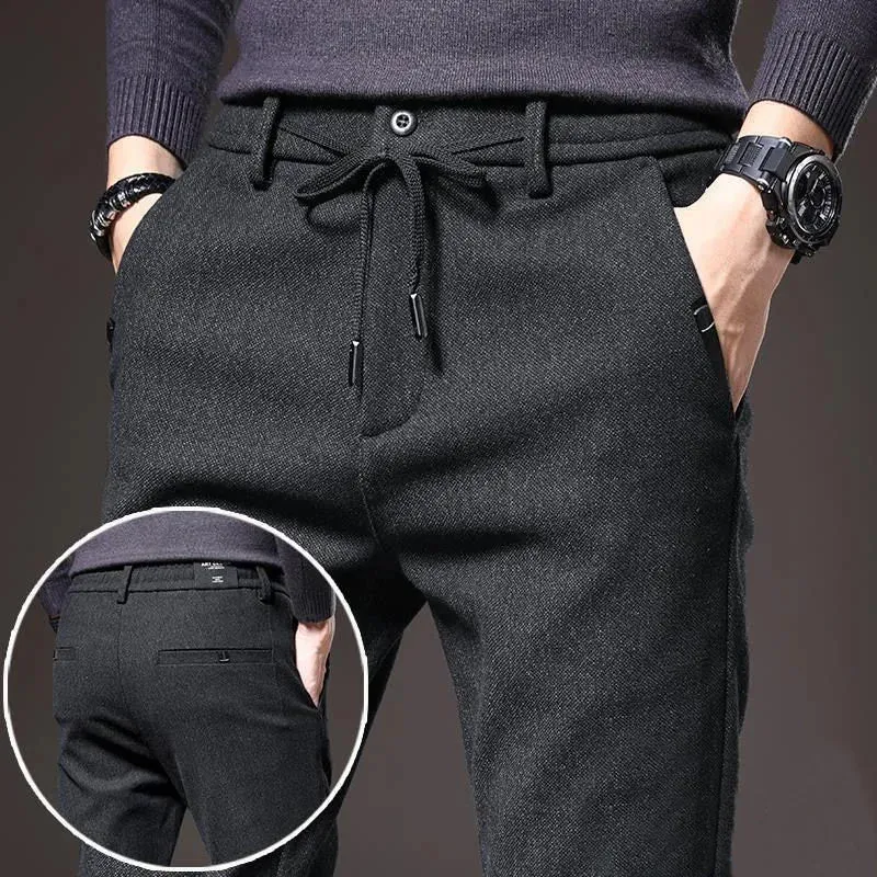 Thicken Men's Casual Sport Pants. Male Clothing. New Solid Full Straight Trousers