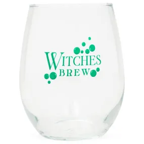 Witches Brew Green 14 ounce Glass Stemless Wine Tumbler Glass