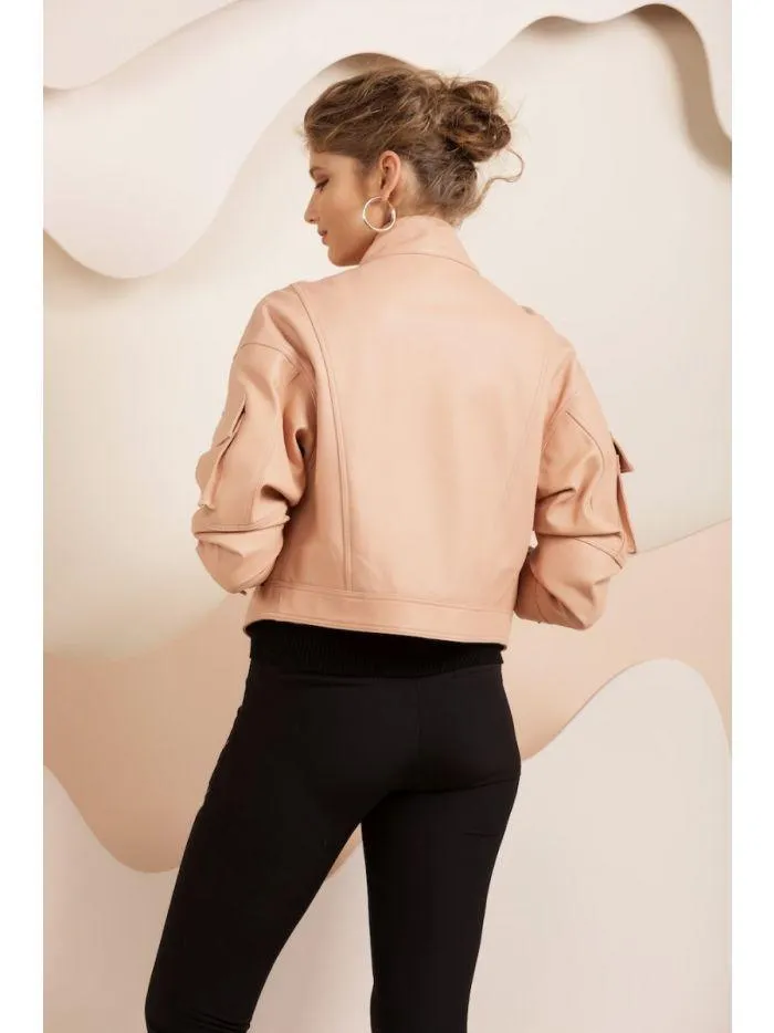 Women Leather Bomber Jacket Online | QAWACH