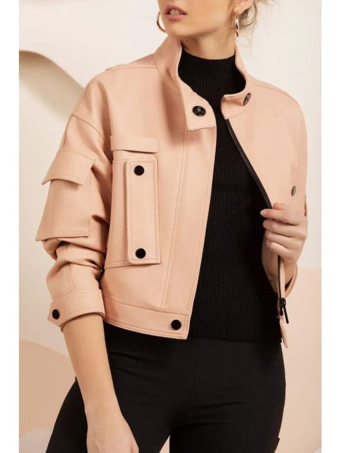 Women Leather Bomber Jacket Online | QAWACH