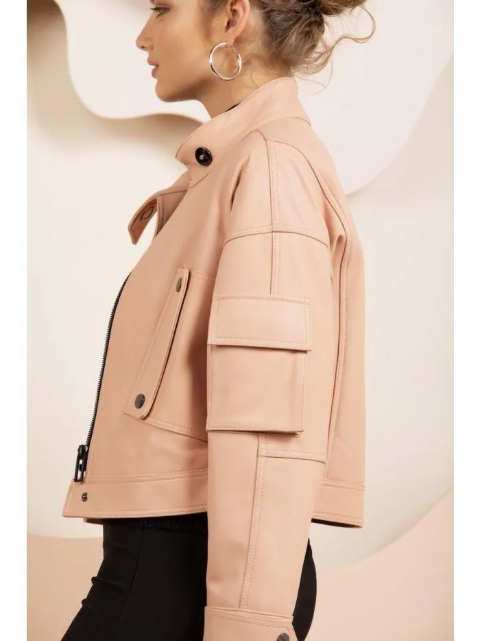 Women Leather Bomber Jacket Online | QAWACH